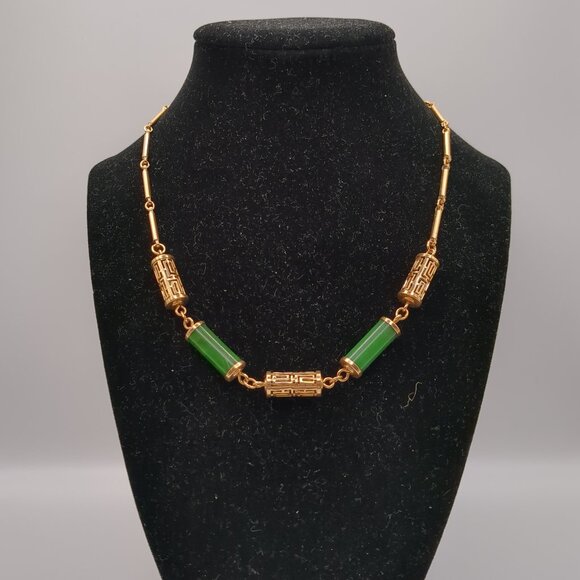 Vintage Sarah Coventry Asian Style Necklace Faux Jade - Picture 1 of 6